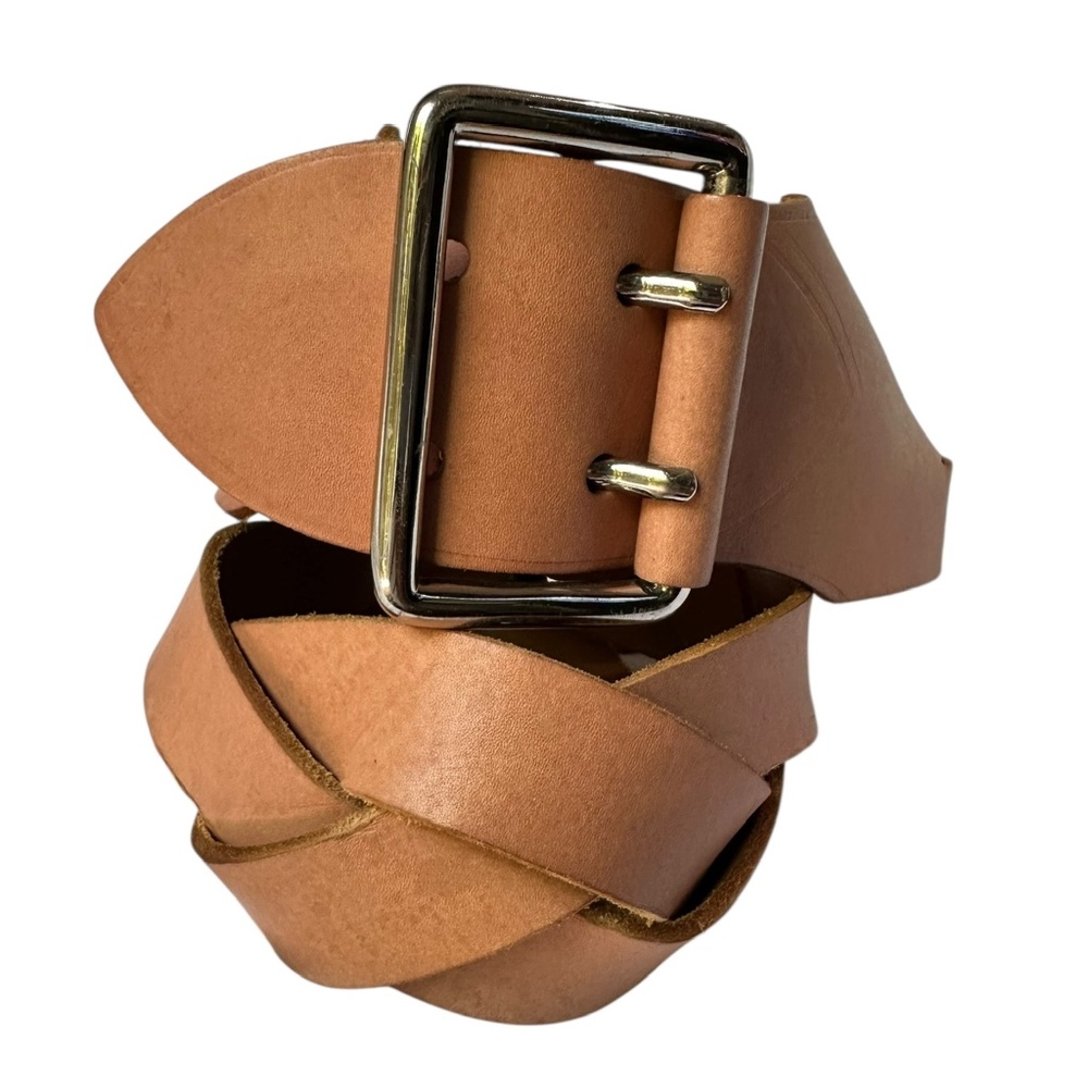 Vintage COUNTRY ROAD Wide Braided Tan Genuine Leather Belt For Women Size S